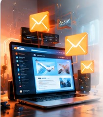 Ilustração tecnológica de emails